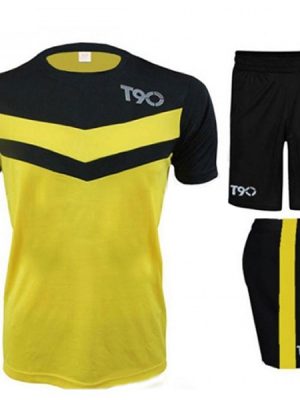 Quần áo bóng đá T90 vàng phối đen
