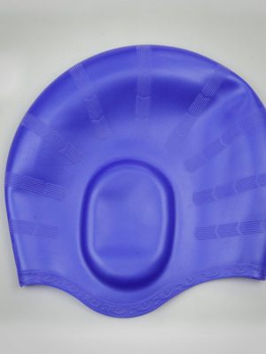 nón mũ bơi nam nữ Silicon màu xanh không trơn không thấm nước