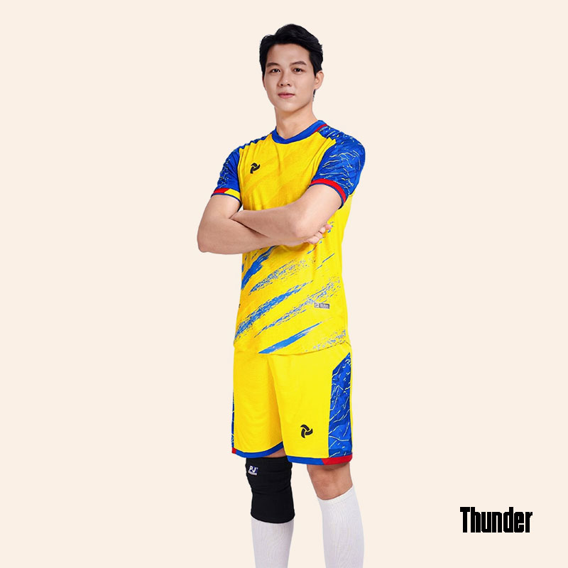 áo bóng đá không logo thunder màu vàng